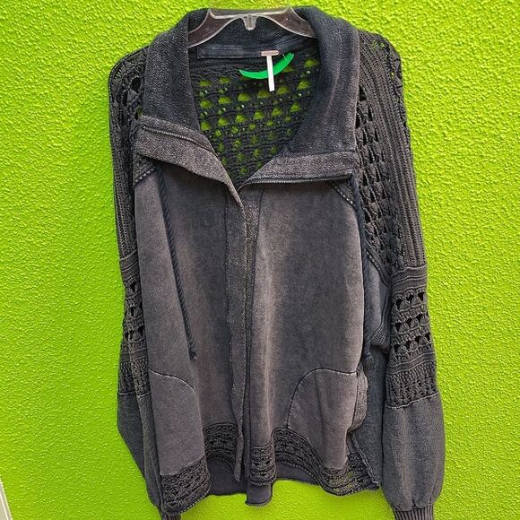 Free People Charcoal Knit Cardigan - Picture 1 of 3